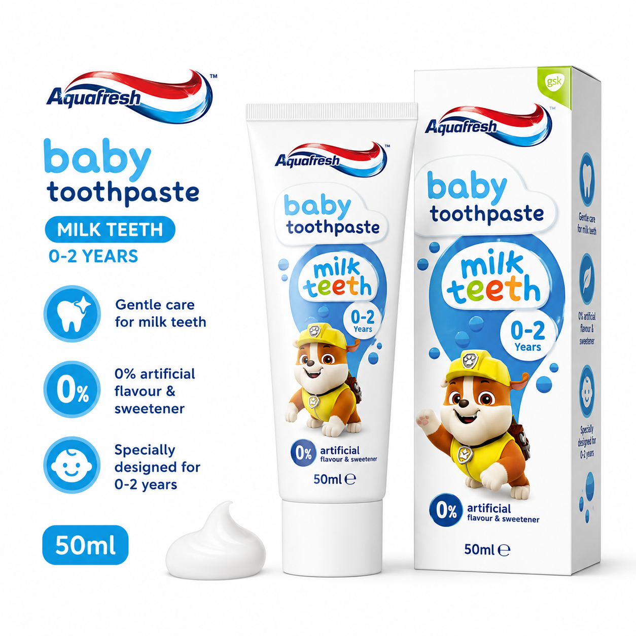 Aquafresh Baby Toothpaste Milk Teeth 0-2 Years - 50ml