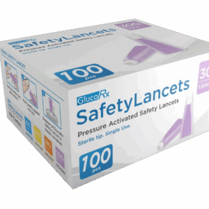 GlucoRx 30g / 1.6mm Safety Lancets - 100 Pack
