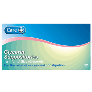 Glycerin (Glycerol) Suppositories BP 1g Infants - 12 Suppositories - Brand May Vary