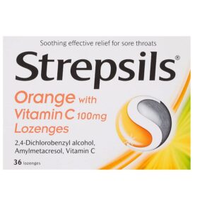 Strepsils Orange with Vitamin C 100mg – 36 Lozenges