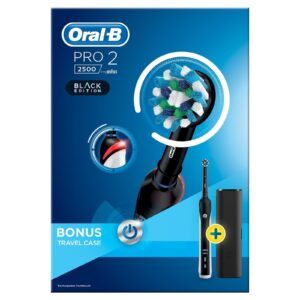 Oral B Pro 2500 Crossaction Electric Toothbrush Black Edition with case -1