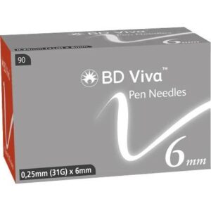 BD Viva Pen Needles 31G x 6mm – Universal Fit, Ultra-Comfortable Injection (Pack of 90)