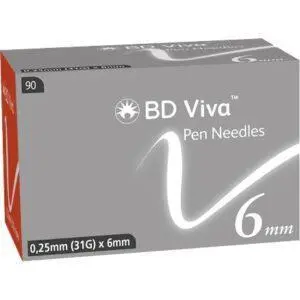 BD Viva Pen Needles 31G x 6mm – Universal Fit, Ultra-Comfortable Injection (Pack of 90)