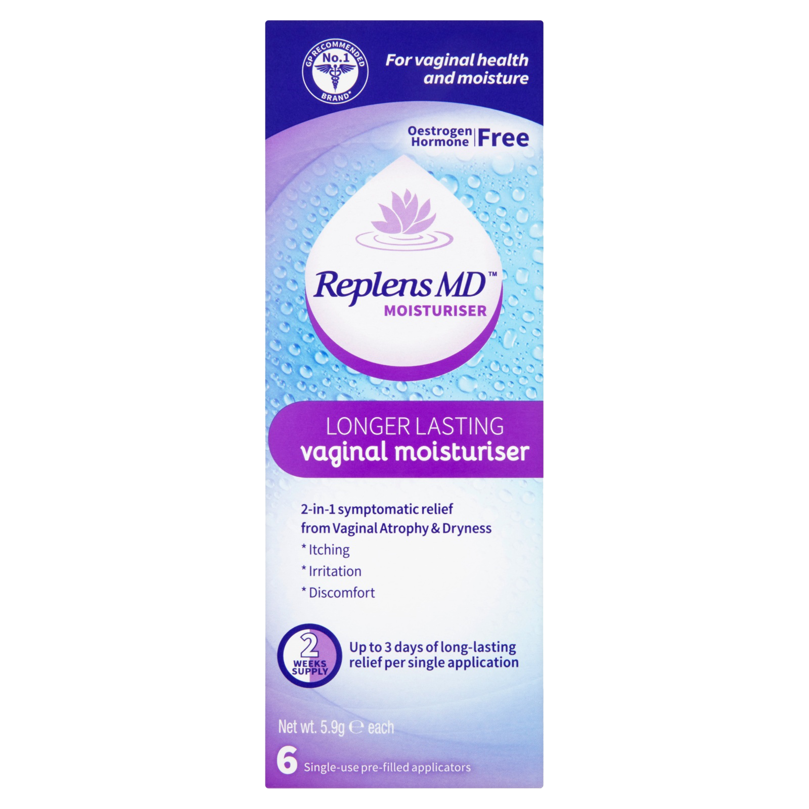Replens MD Vaginal Moisturiser - 6 Applicator Pack