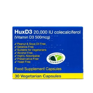 Hux-D3 20,000 IU Colecalciferol Vitamin D3 - 30 Capsules